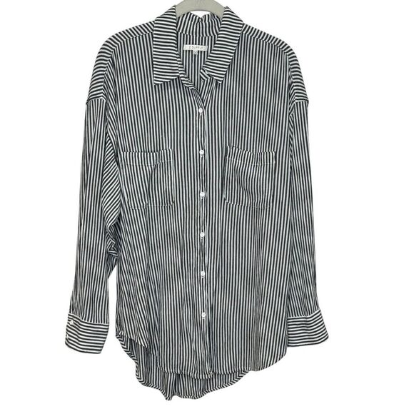 Z Supply Lalo Button Up Top Tunic Size XS / Small Striped Black White - Picture 1 of 9